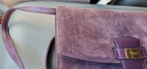 Salvatore Ferragamo Purple Suede Clutch - Image 4