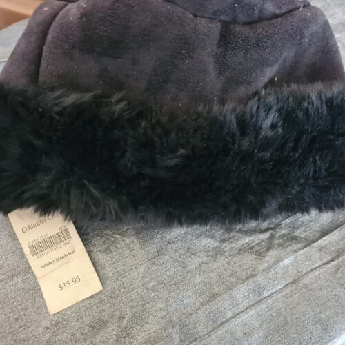 Black faux fur womens hat